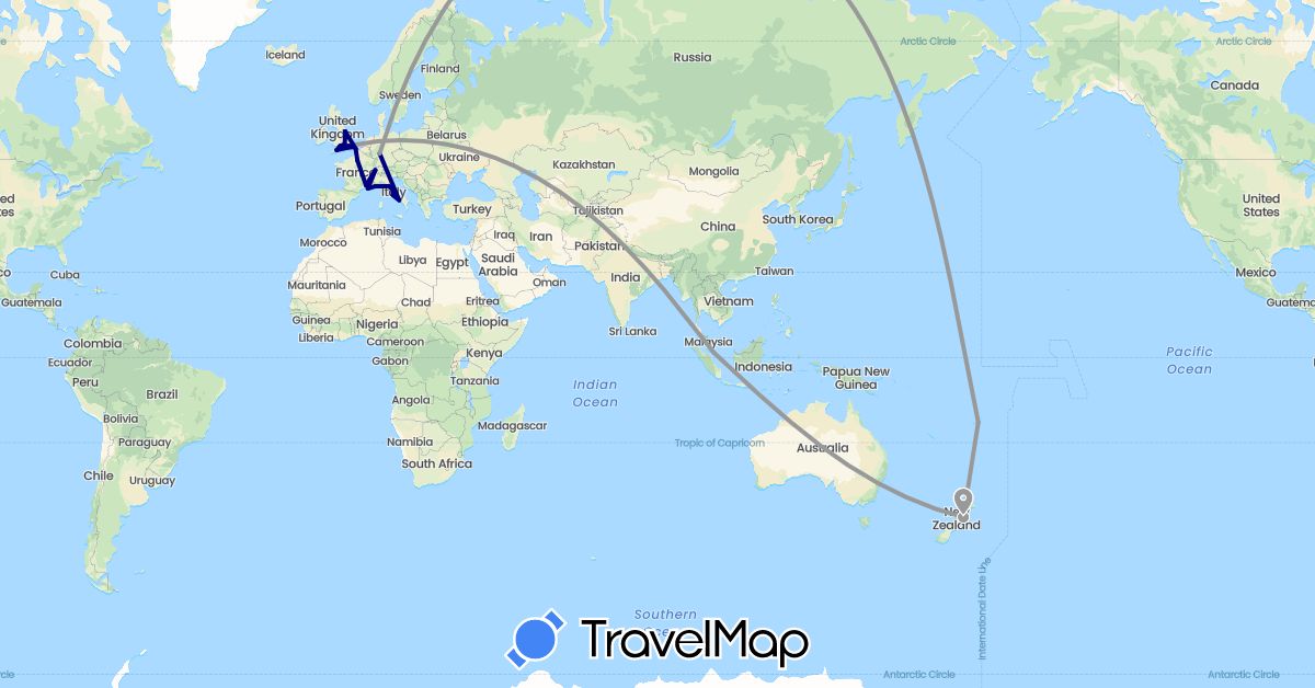 TravelMap itinerary: driving, plane in Switzerland, Germany, Fiji, France, United Kingdom, Italy, Monaco, New Zealand, Singapore (Asia, Europe, Oceania)